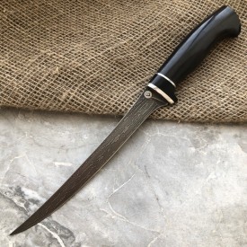 Kitchen knife made of cast bulat K002 "Fish" (hornbeam)