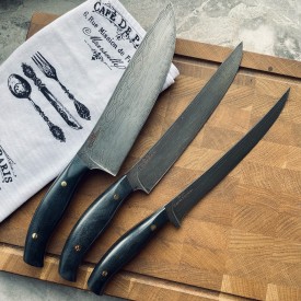 Kitchen knives set №5 (7pcs) of Wootz Damascus steel