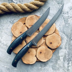 Kitchen knives set №2 (2pcs) of Wootz Damascus steel