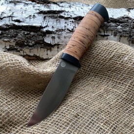 Carving knife made of cast bulat Bering - typesetting birch bark
