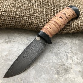 Carving knife made of cast bulat R001 (typeset bark)