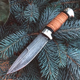 Carving knife made of cast bulat R003 (typeset bark)