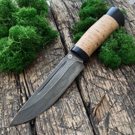 Carving knife made of cast bulat R010 (typeset bark)