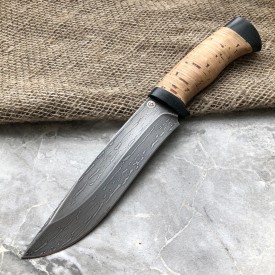 Carving knife made of cast bulat R015 (typeset leather)