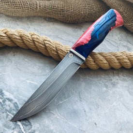 Damascus knife "Stepchak" - Large (hybrid)