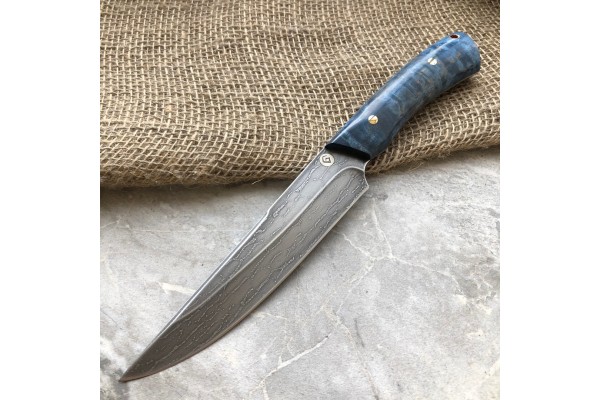 Carving knife made of cast bulat R008-M (carelian birch)