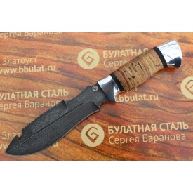 Hunting knife from cast bulat V001 (typeset bark)